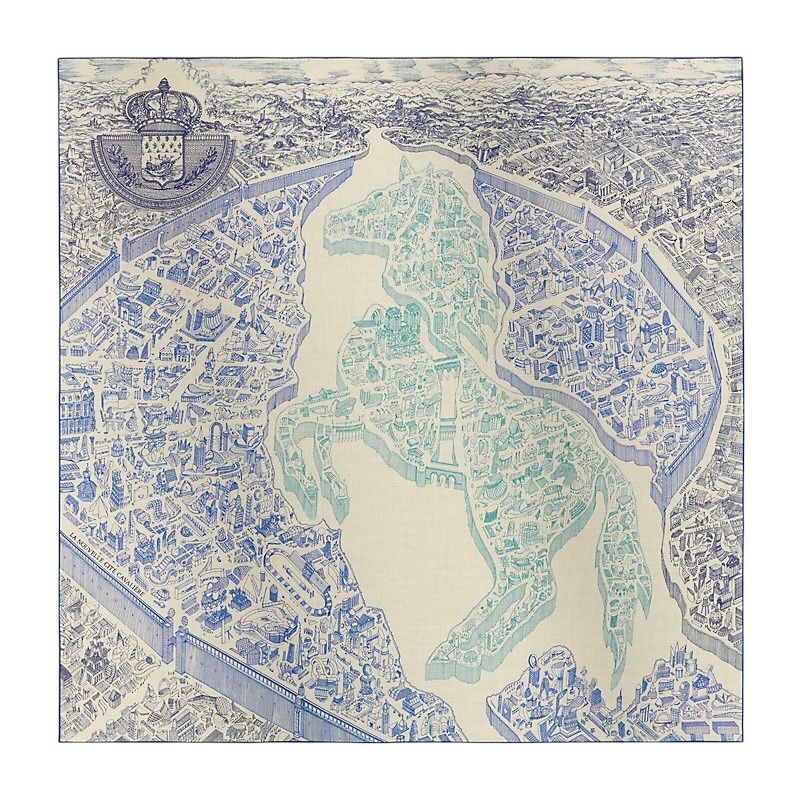 全新HERMES SCARF CASHMERE, 140 x140cm, H244273S16, LA NOUVELLE CITE CAVALIERE, 愛馬士羊絨圍巾/披肩, #BRAND NEW #香榭站正品