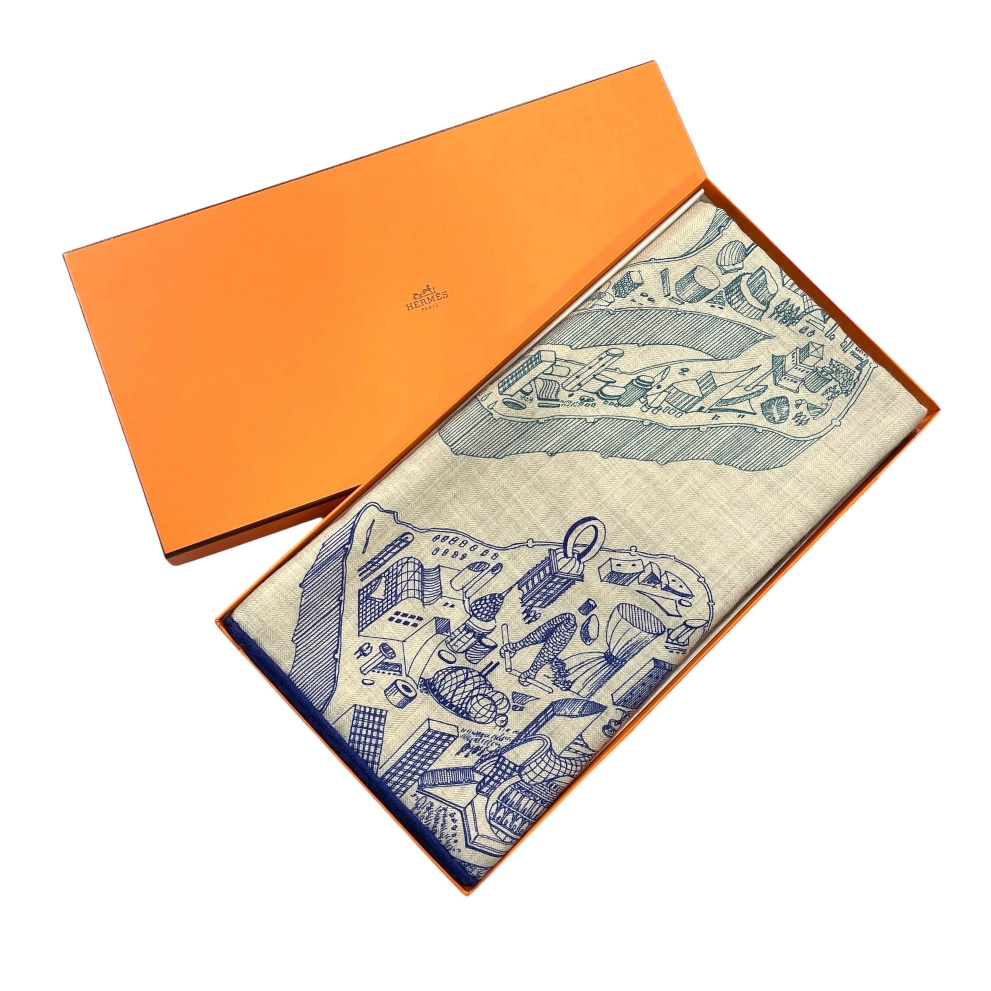 全新HERMES SCARF CASHMERE, 140 x140cm, H244273S16, LA NOUVELLE CITE CAVALIERE, 愛馬士羊絨圍巾/披肩, #BRAND NEW #香榭站正品