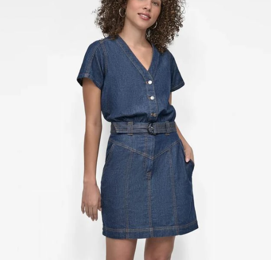 [S] DKNY CROSBY WASH DENIM DRESS, P5EBXBFH-CROSBY [FINAL SALE] (SD1571)