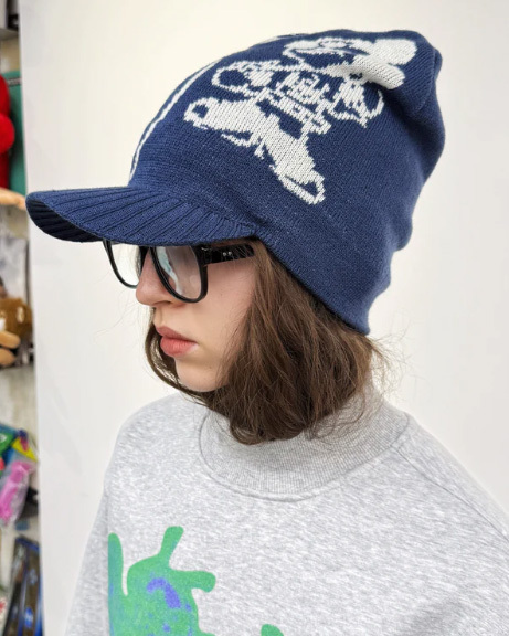 LUSIVE WORKSHOP 69號滑板米奇針織堆帽 (藍)