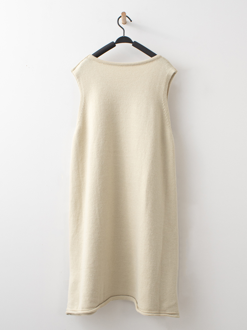 溫柔日常捲邊圓領針織長版背心洋裝組合