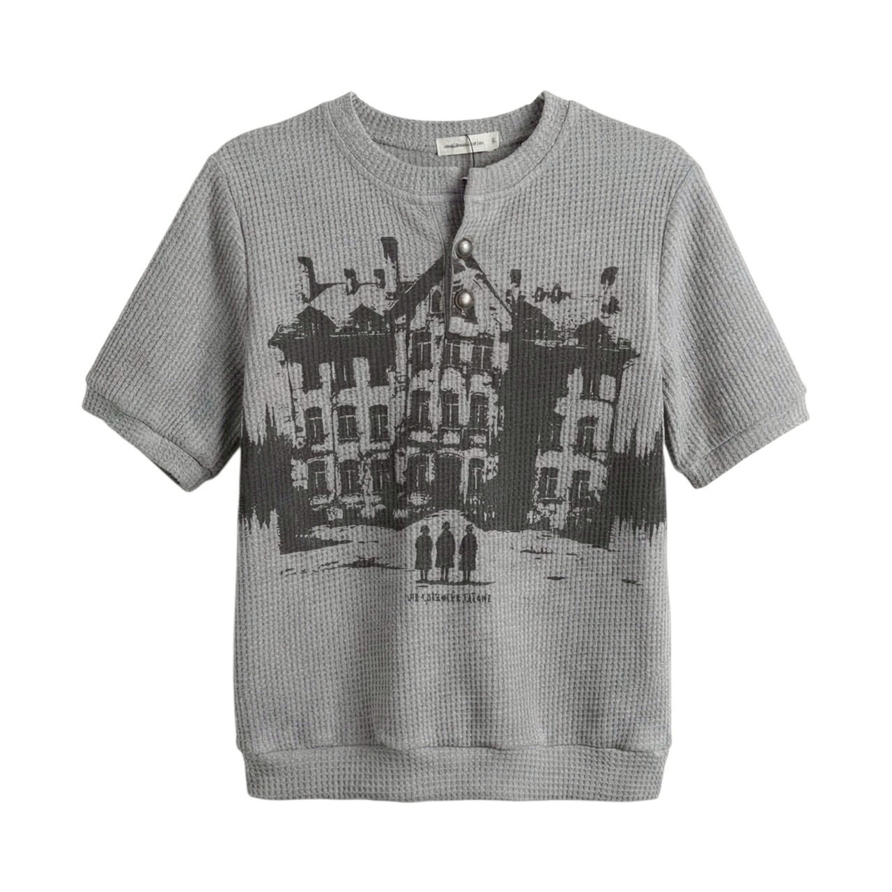 Orphans Club 華夫格 亨利領卯釘釦 大房子Logo份量感短袖 ‘’ Waffle Knit Snap-Button Henley Tee ‘’