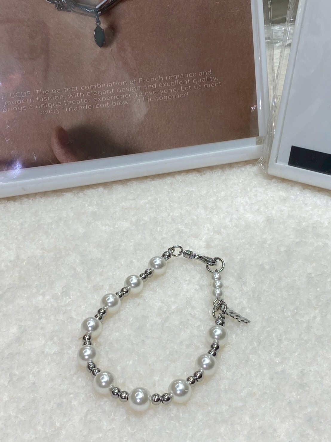 UCDF 小鋼珠 珍珠 拼接 手鏈 白 UCB016