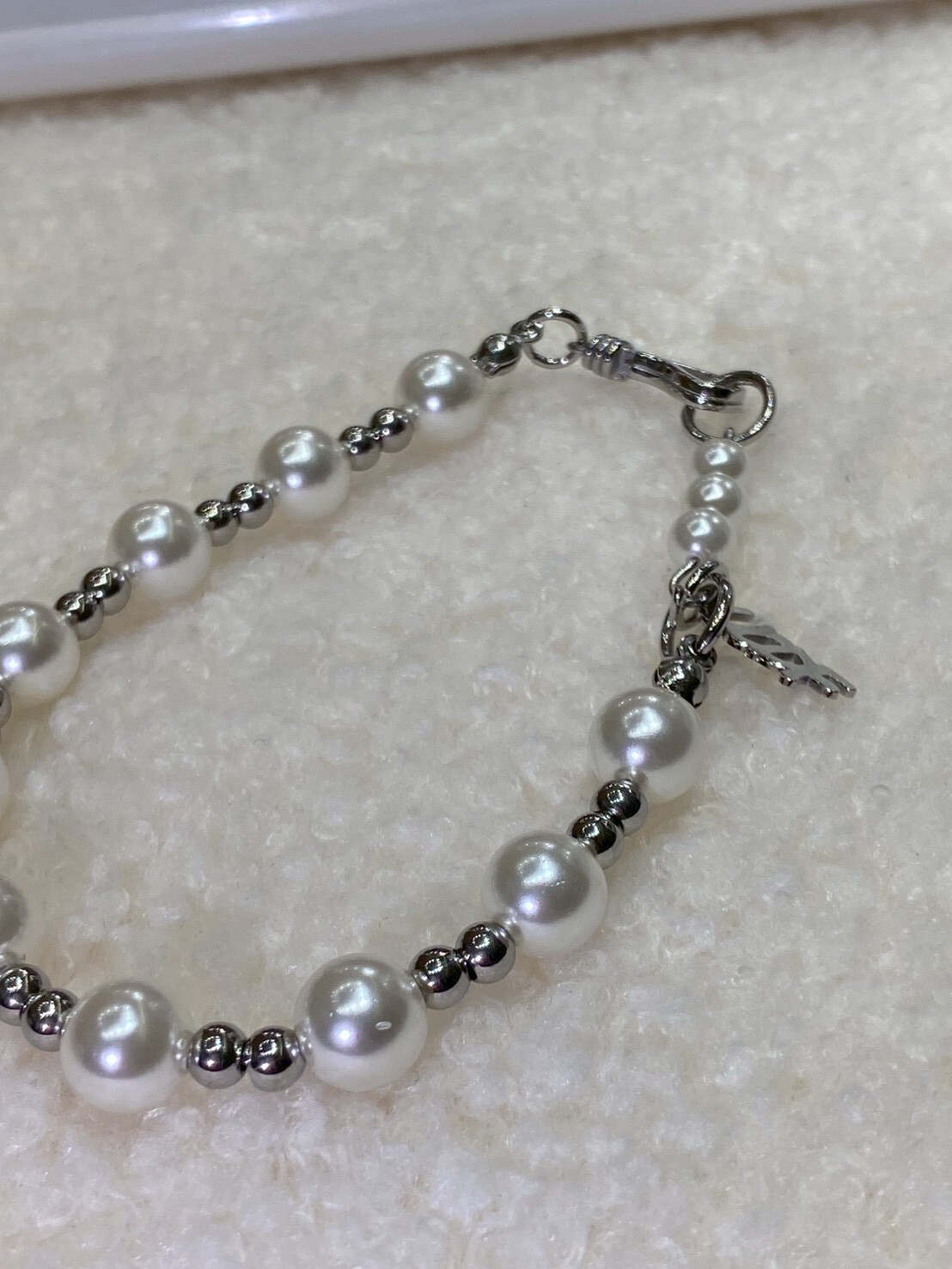 UCDF 小鋼珠 珍珠 拼接 手鏈 白 UCB016