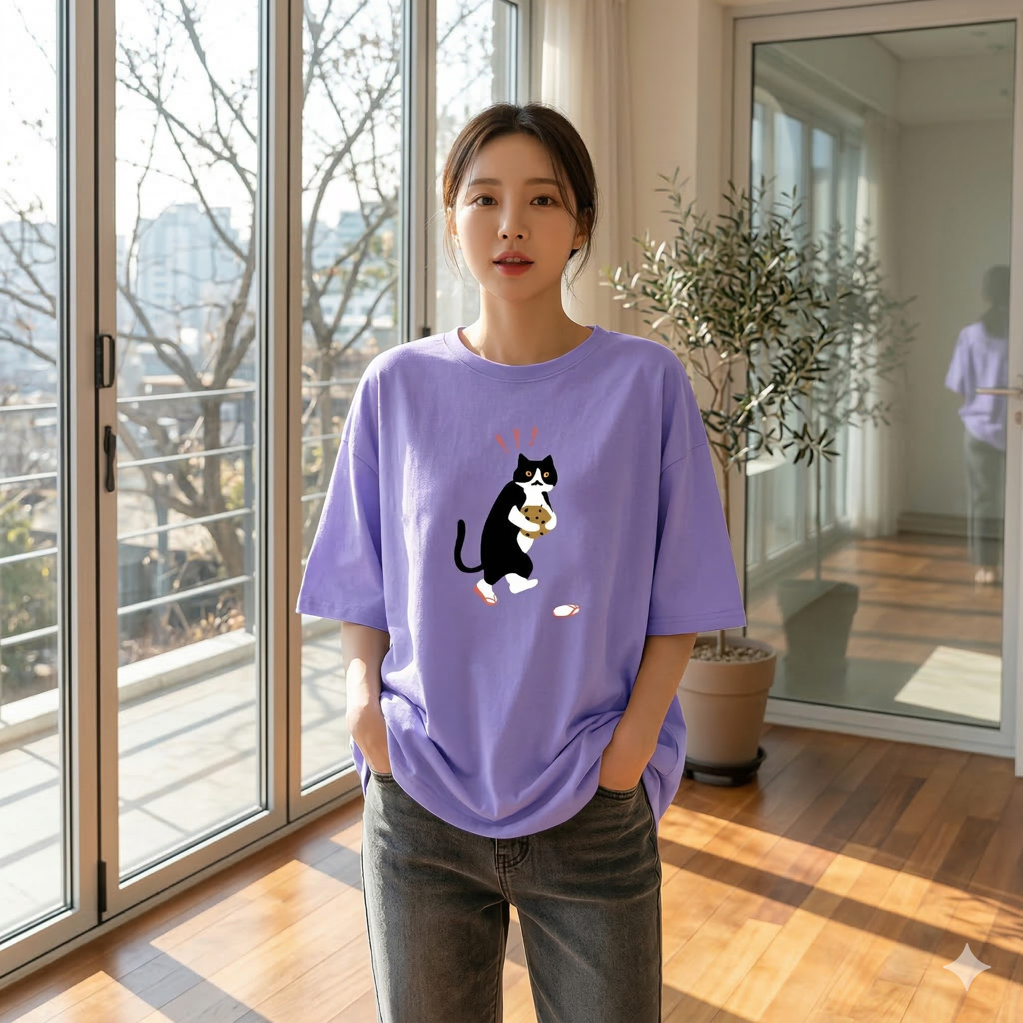 【ASister 小姊姊】AS2361#純棉上衣☆貓咪紫色特輯*中長版短袖T恤(10款 S-3XL)