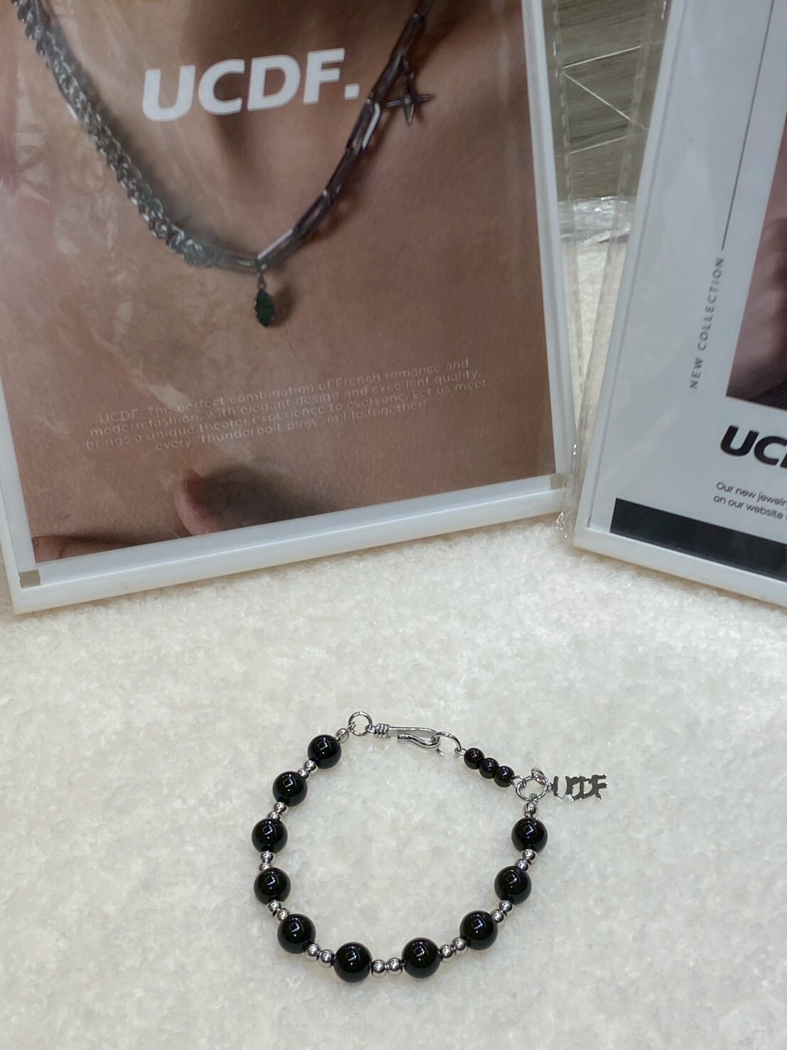 UCDF 小鋼珠 珍珠 拼接 手鏈 黑 UCB016
