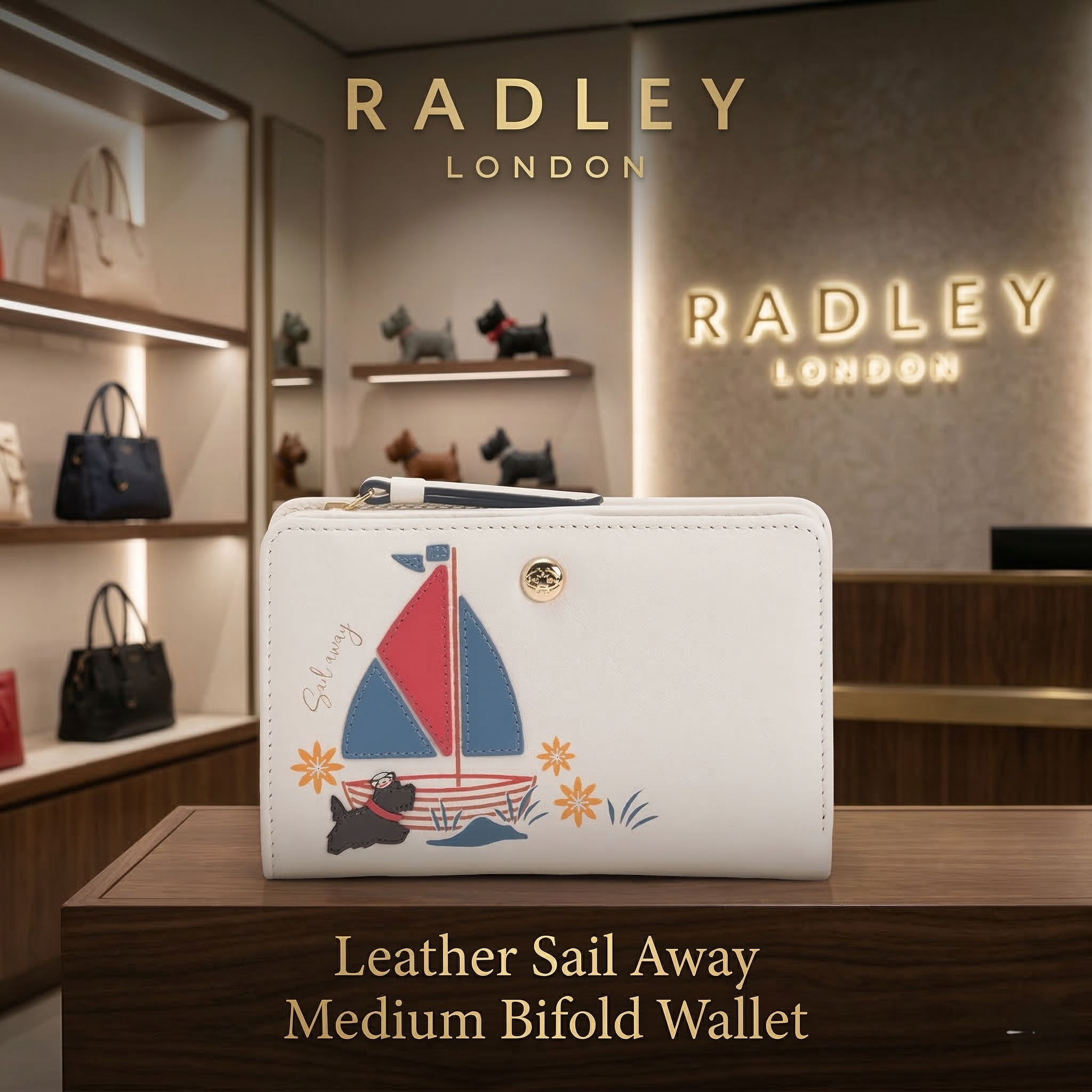 【預購】K031761  Radley London Sail Away 系列皮革中型對摺短夾