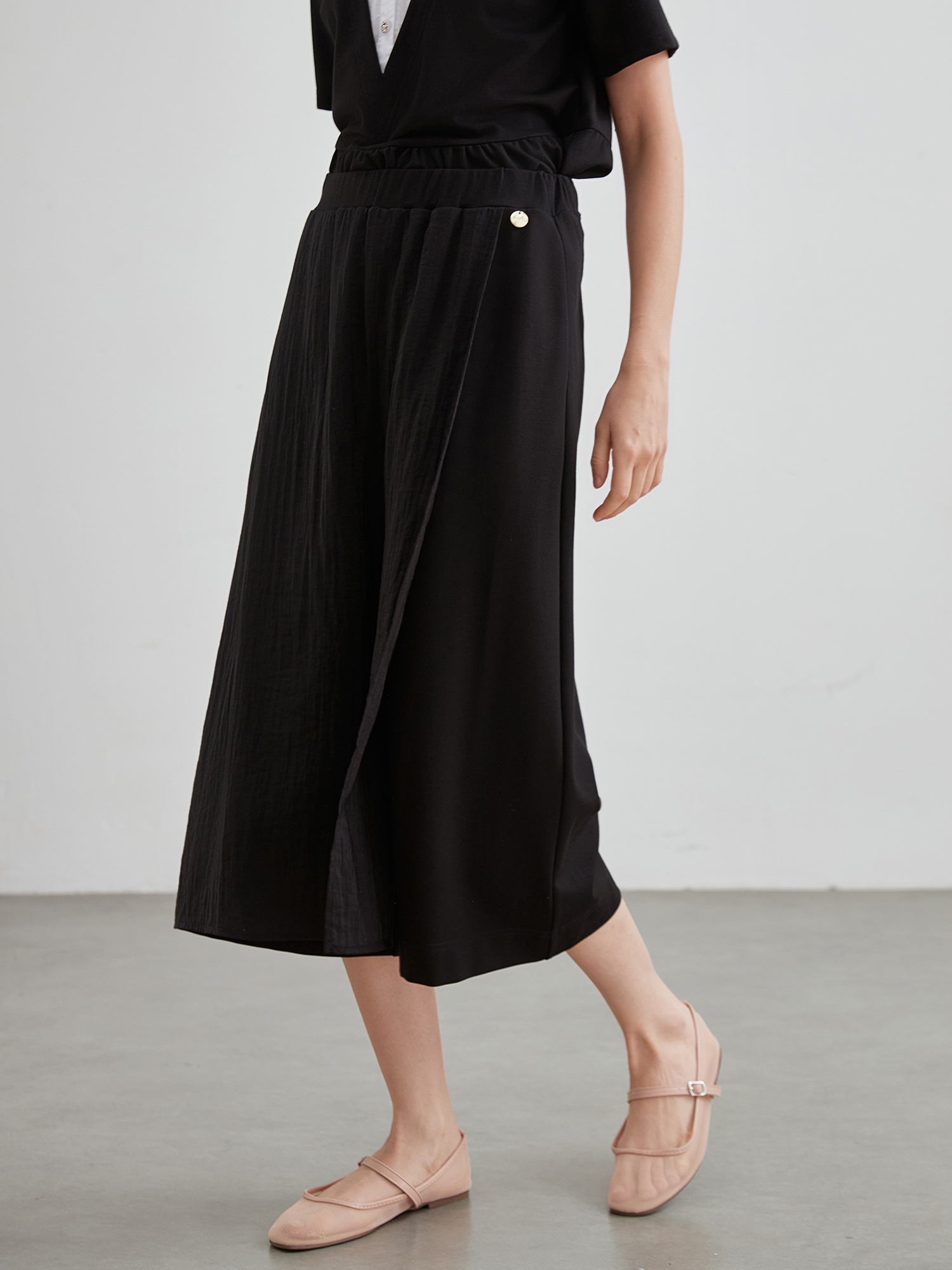 mi-tu 寬鬆闊腿七分裙褲