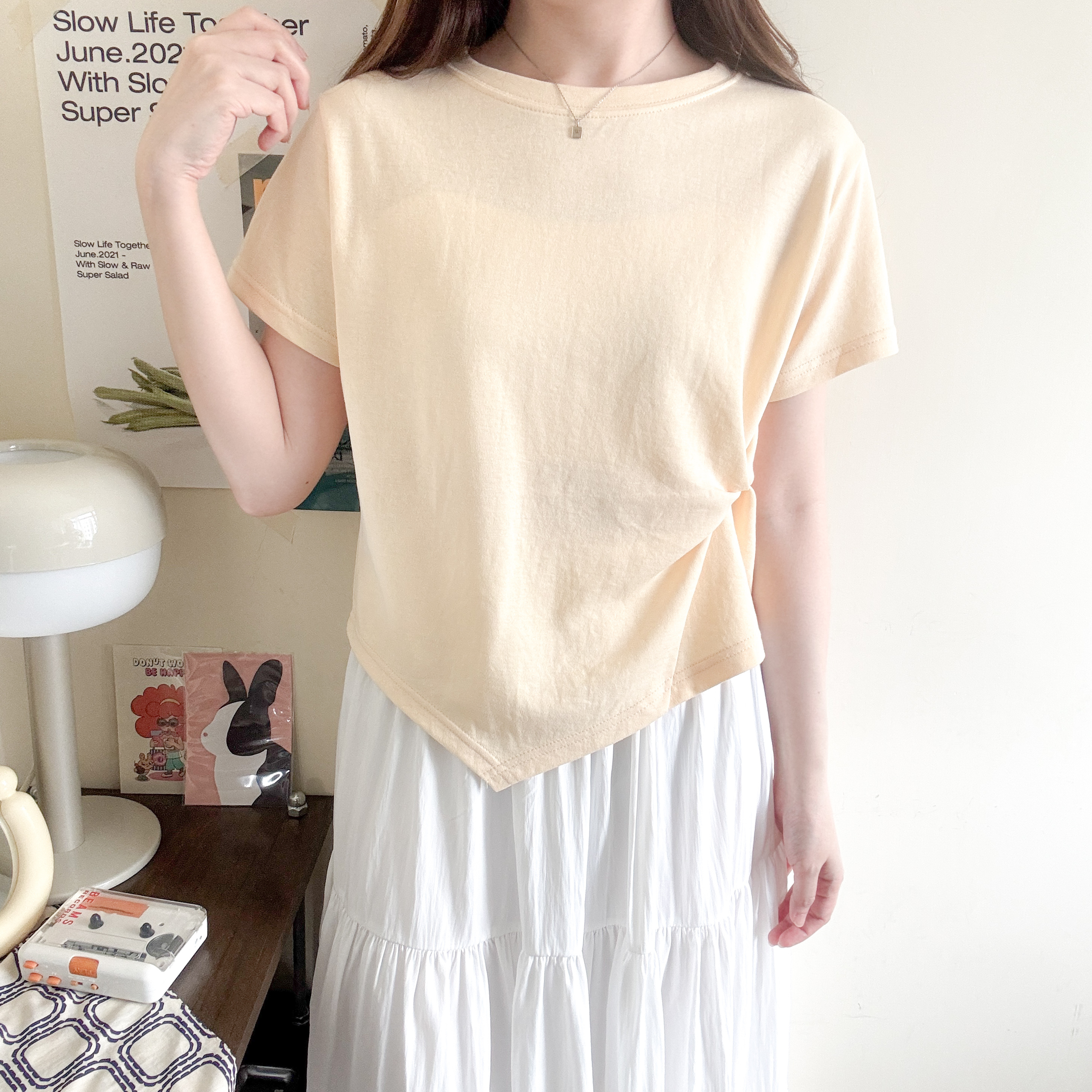 不規則紐結棉tee