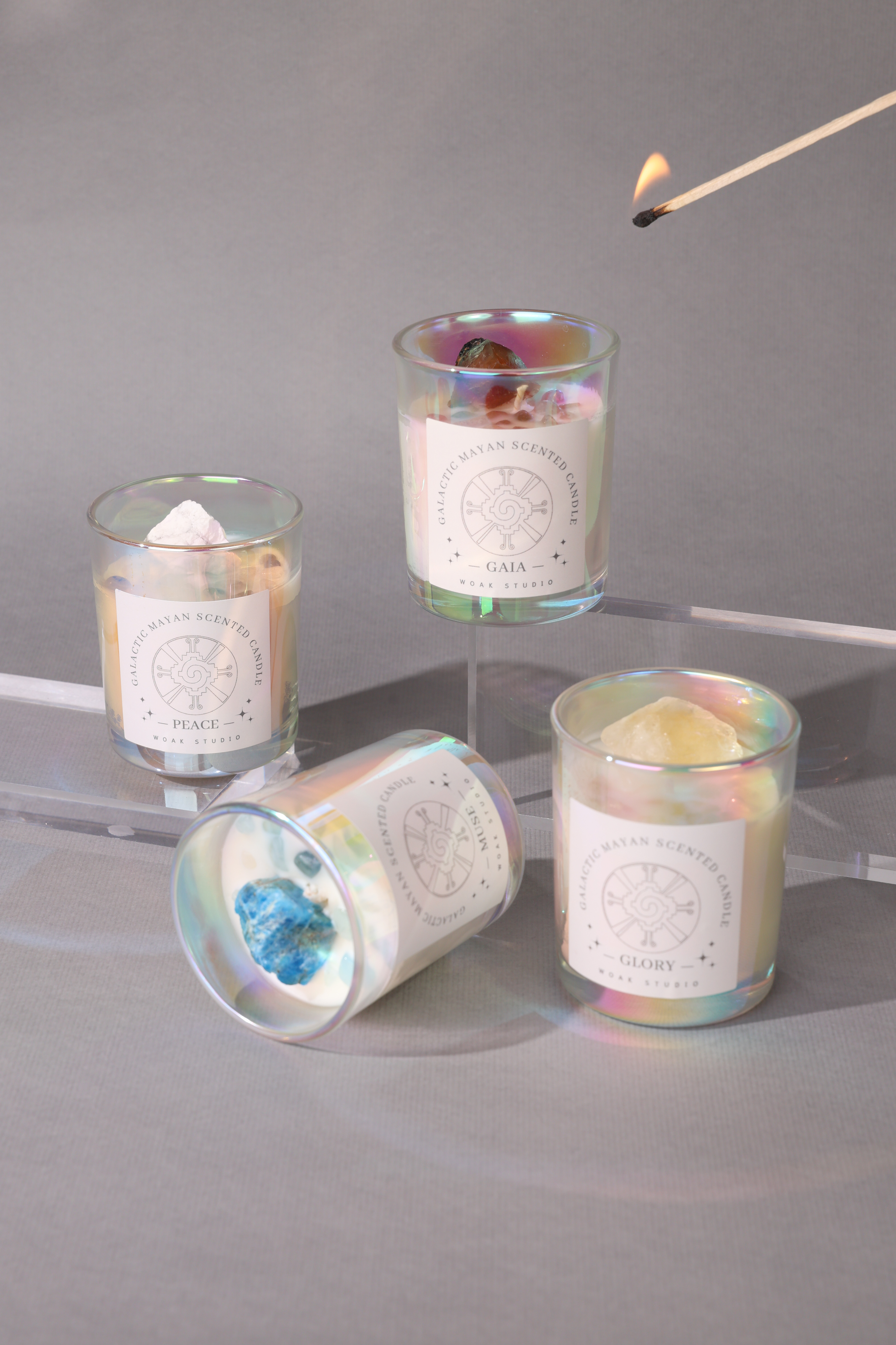 純精油｜水晶蠟燭 四色組