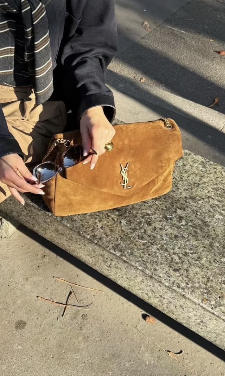 YSL Calypso信封包 焦糖干邑色(絨面)