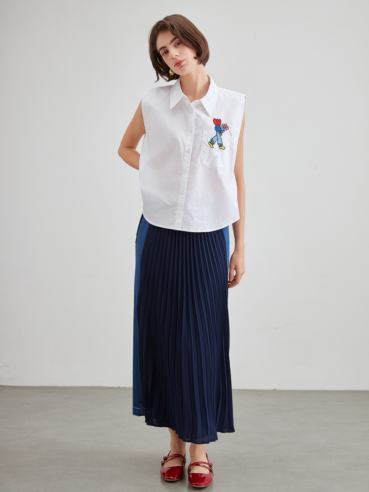 mi-tu原創刺繡印花無袖恤衫