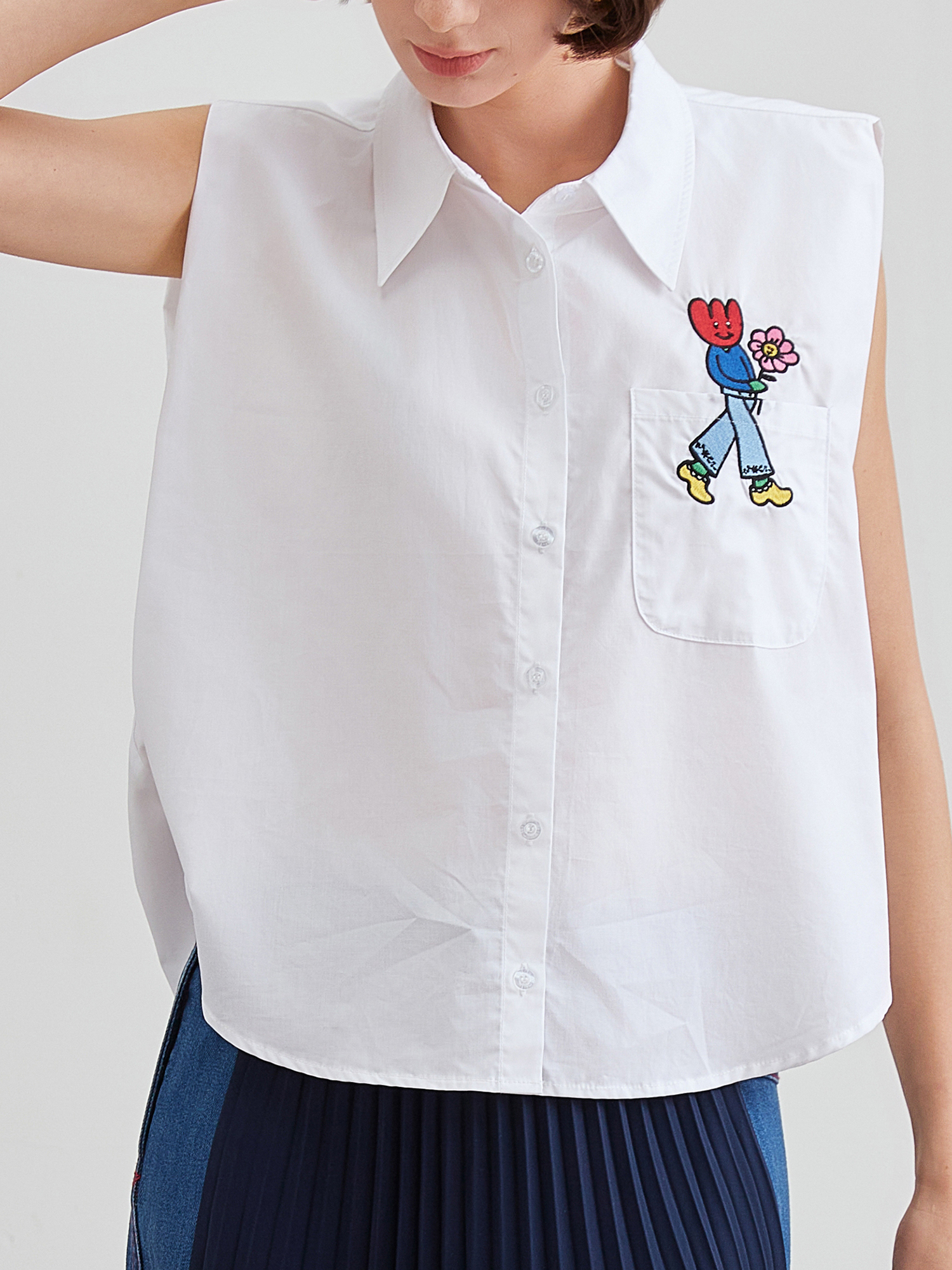 mi-tu原創刺繡印花無袖恤衫