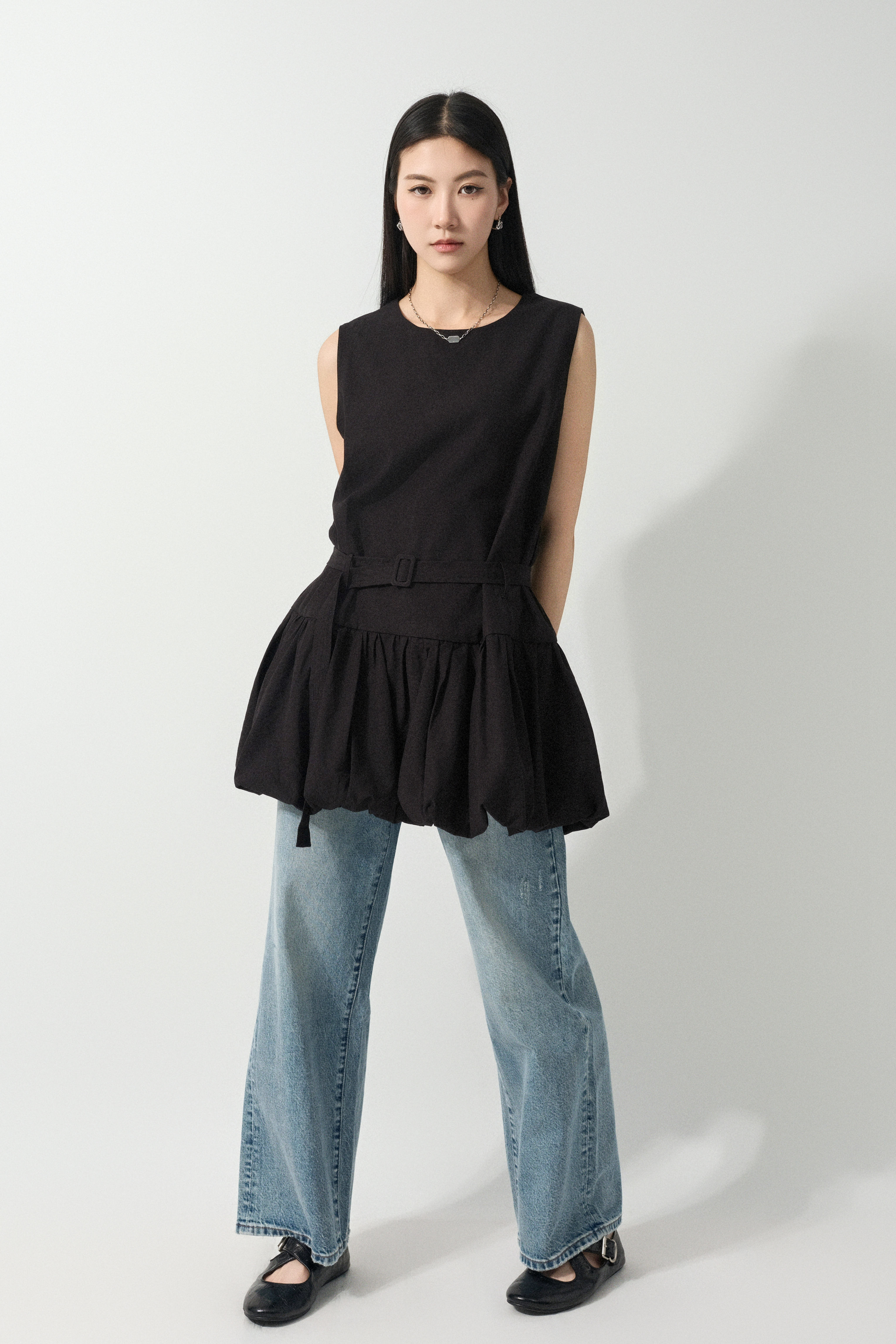 泡泡腳幼腰帶連身裙 (預購產品）