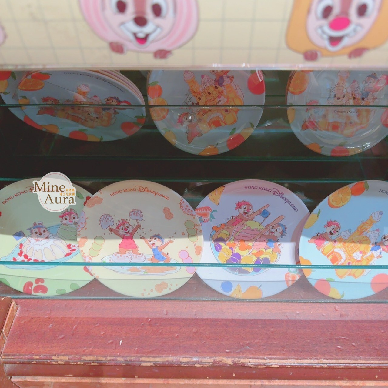 港式美食系列 奇奇蒂蒂 Chip 'n Dale 圖案 餐盤 四件組 餐具 -香港迪士尼樂園