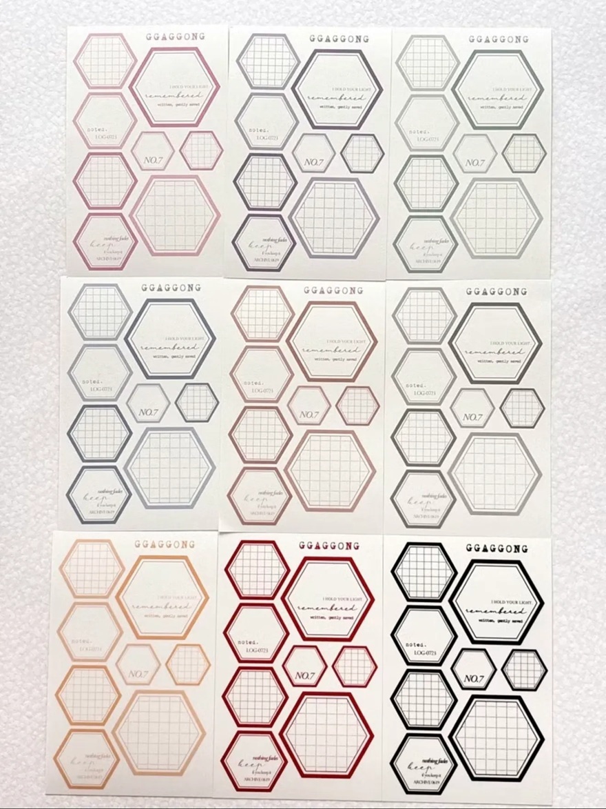 韓國 ggaggong． 碎形圖案 便箋紙包 圓形/方形/六角形