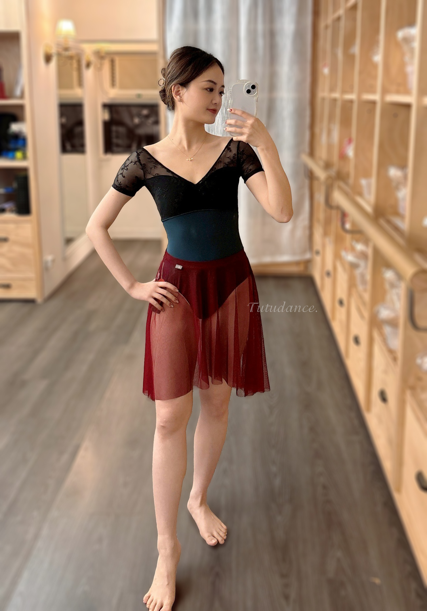 韓國eflora【EB-EF5322 蕾絲包袖舞衣】可放胸墊