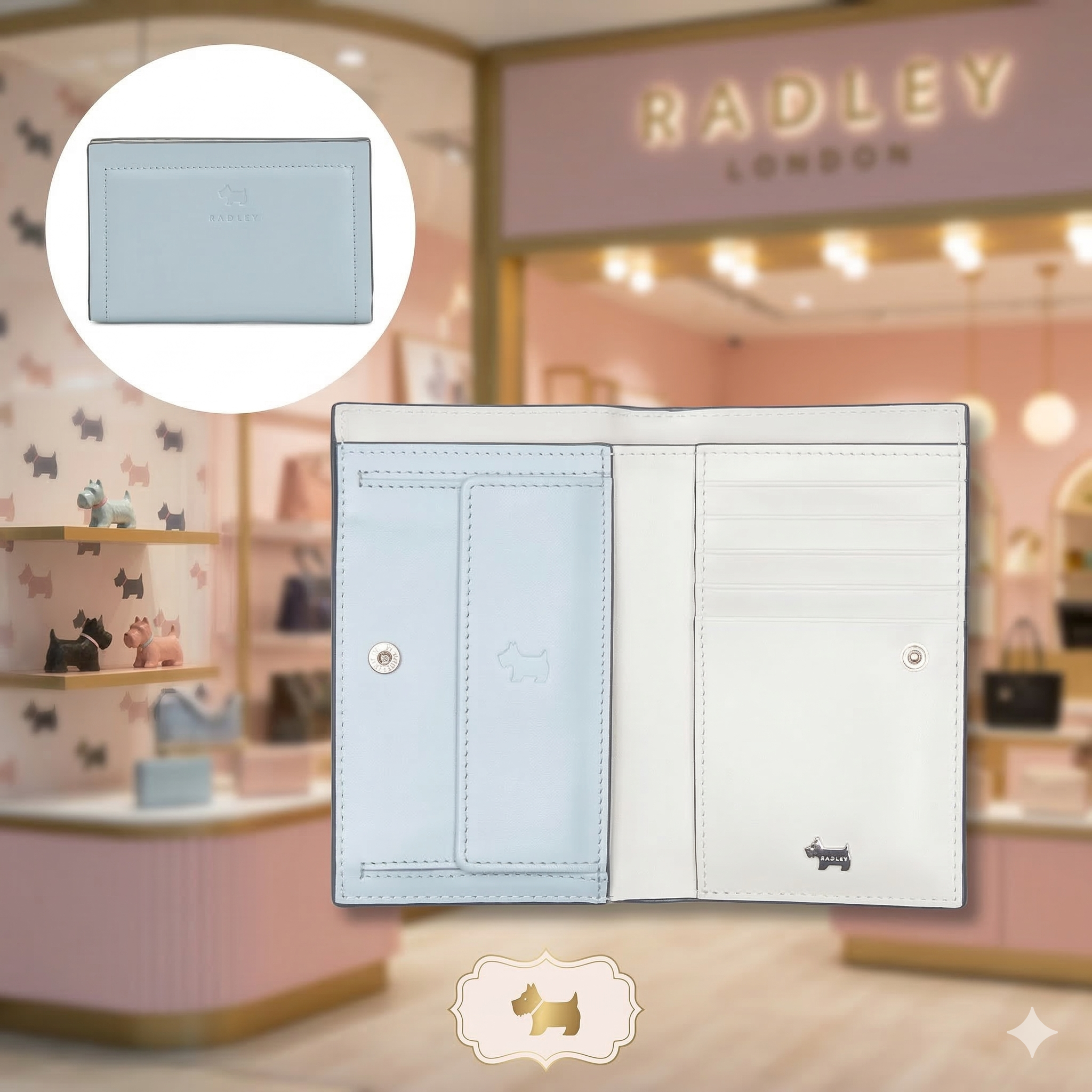 【預購】K031764 Radley London Heritage Border 皮革中型對摺短夾