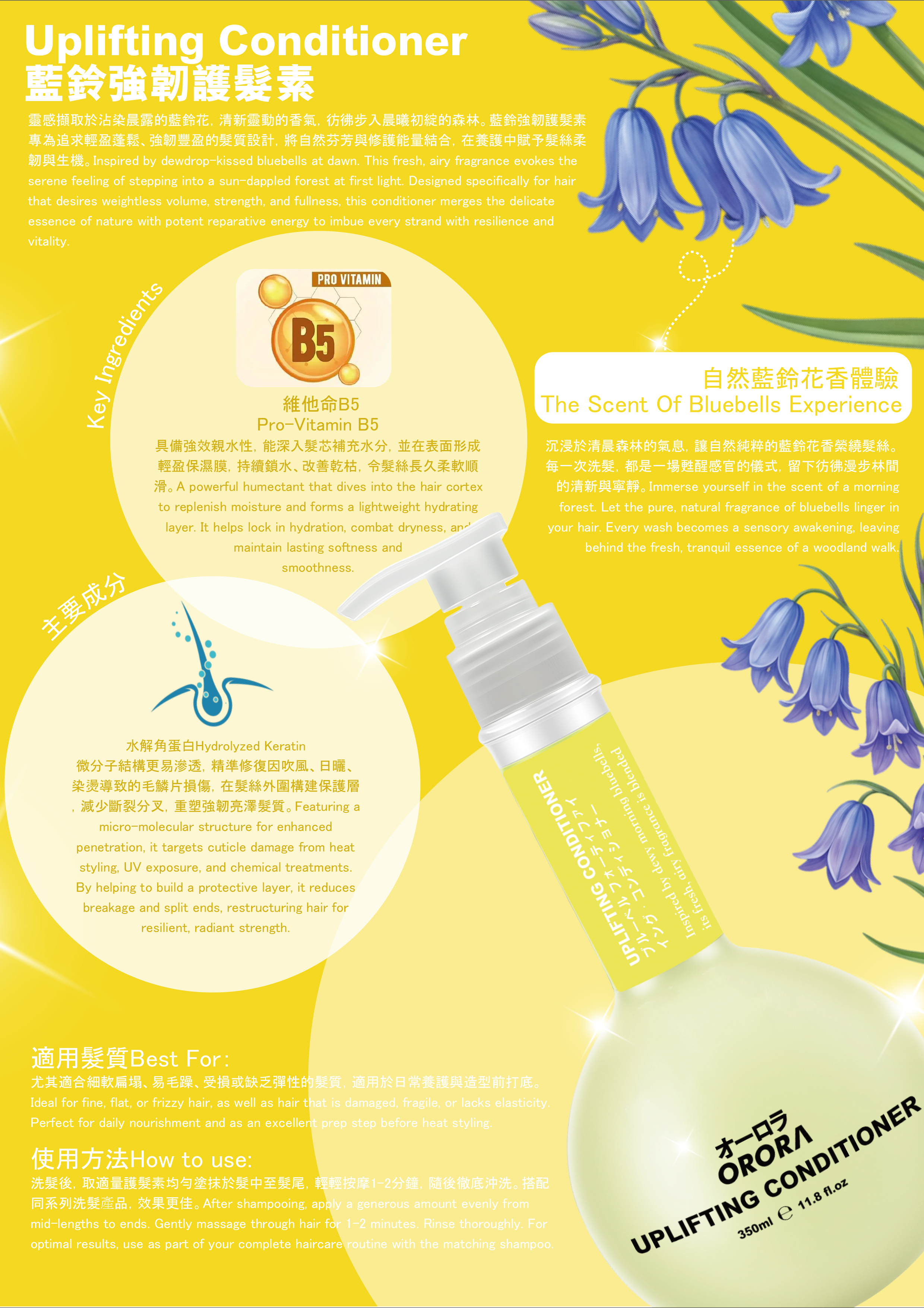 (E) 藍鈴強韌護髮素 350ml (清新藍鈴花香) - 環遊世界旅行香氣洗護系列 - 日本ORORA #2704OR