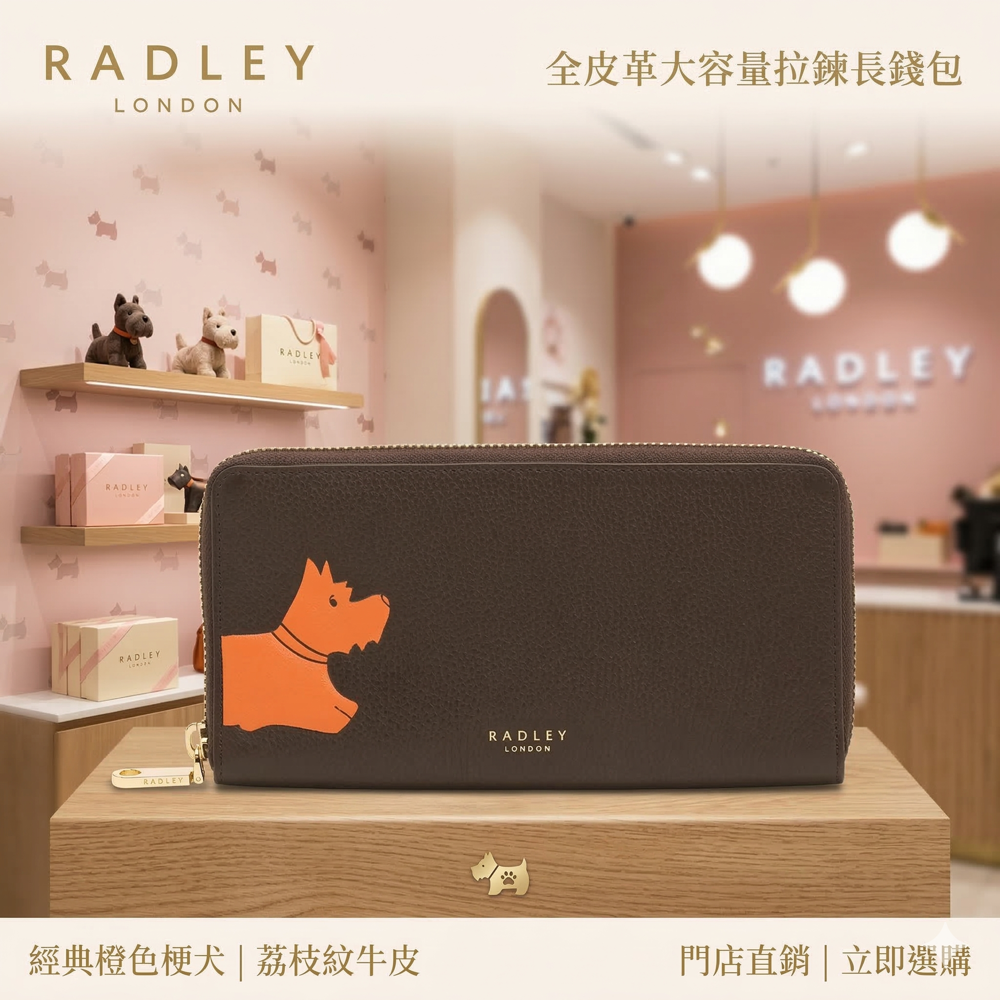 【預購】RADLEY LONDON H031726 全皮革大容量拉鍊長錢包