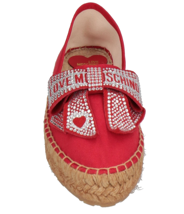 [S] LOVE MOSCHINO ESPADRILLES RIBBON RHINESTONE,RED, JA10013G1CIK0500 (SLM339)