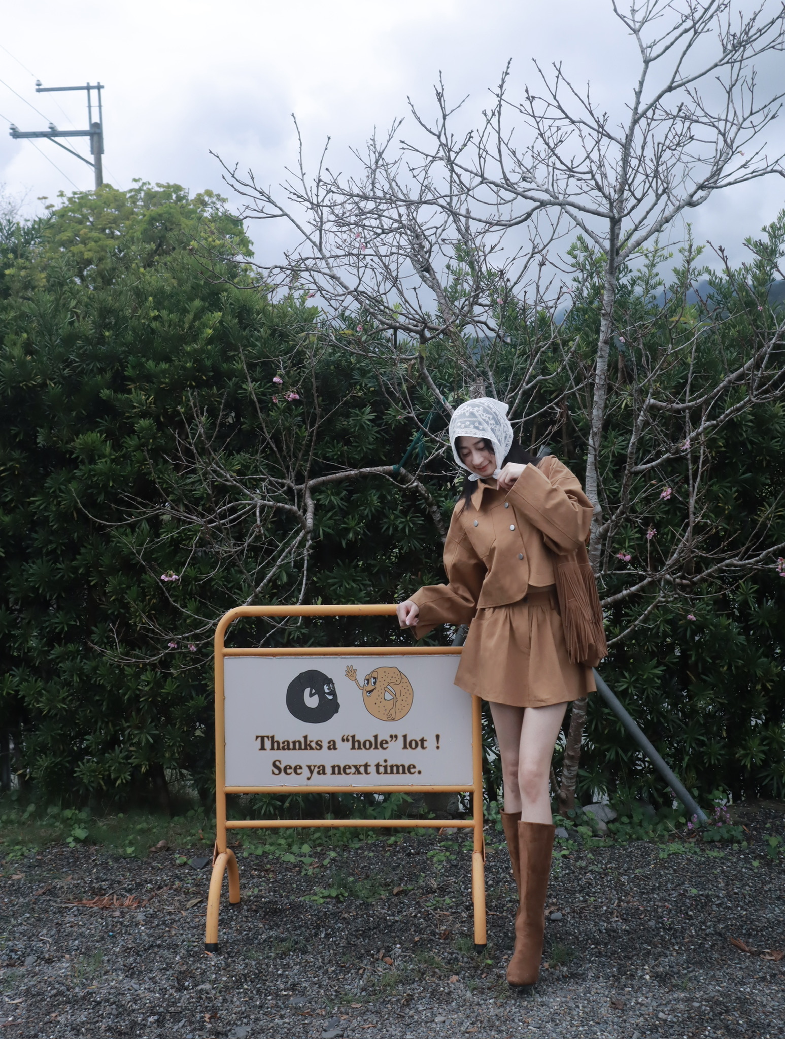 翻領卡其襯衫 褲裙 2件套