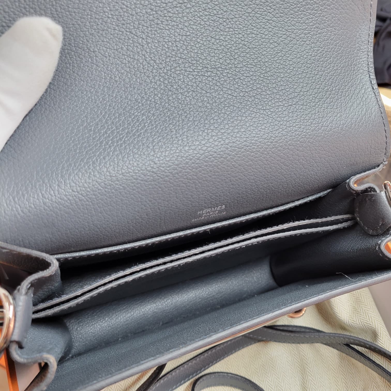 95%HERMES MINI ROULIS H0 GRIS MISTY CK EVERCOLOR 霧灰色 銀扣