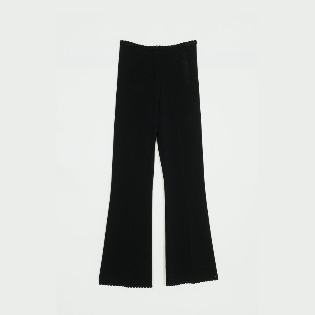 1TS0319-137 [TWINSET] Low Knit Scalloped Pants Black #261TP3375 (C-EU-E)