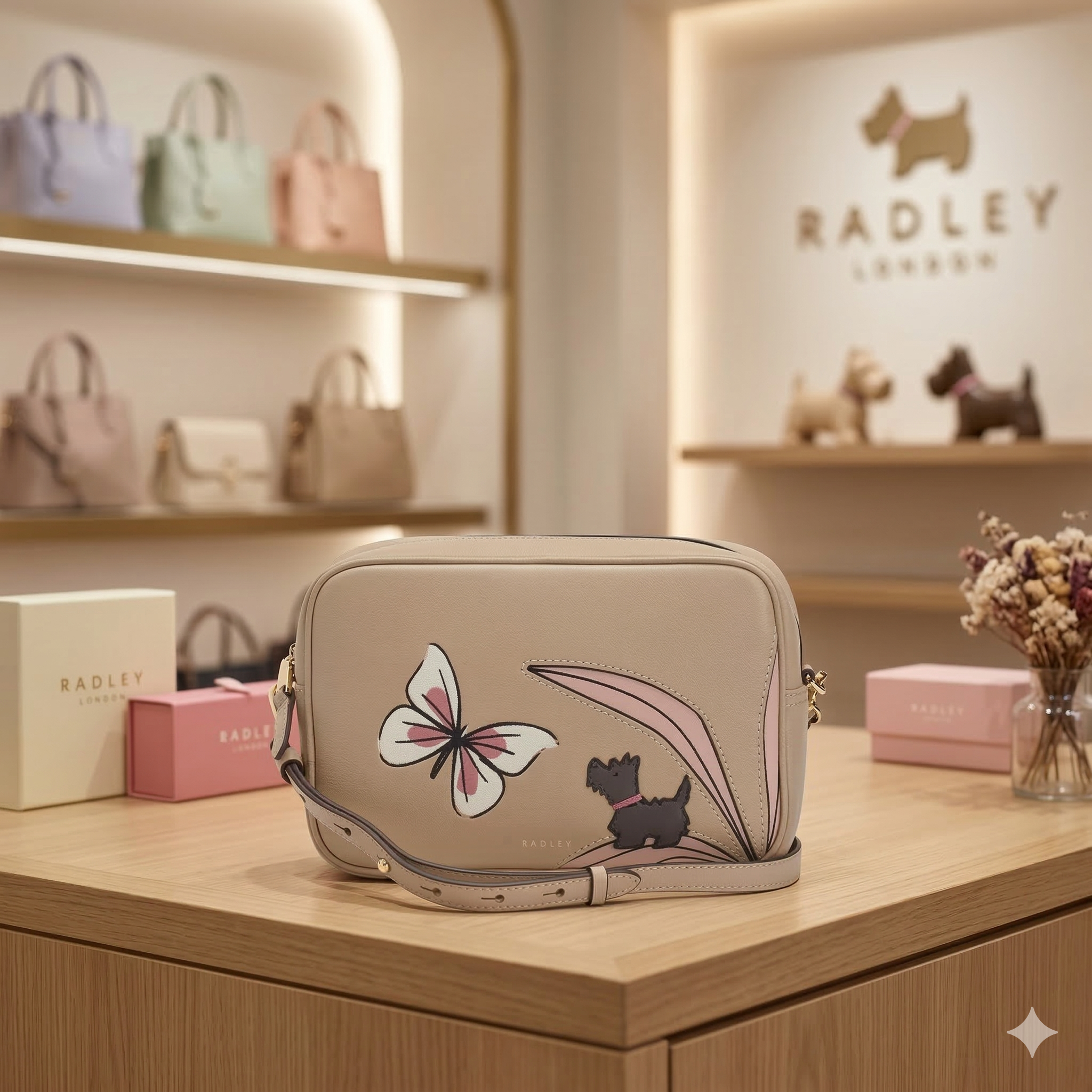 【預購】RADLEY LONDON H031734 全皮革刺繡斜揹袋