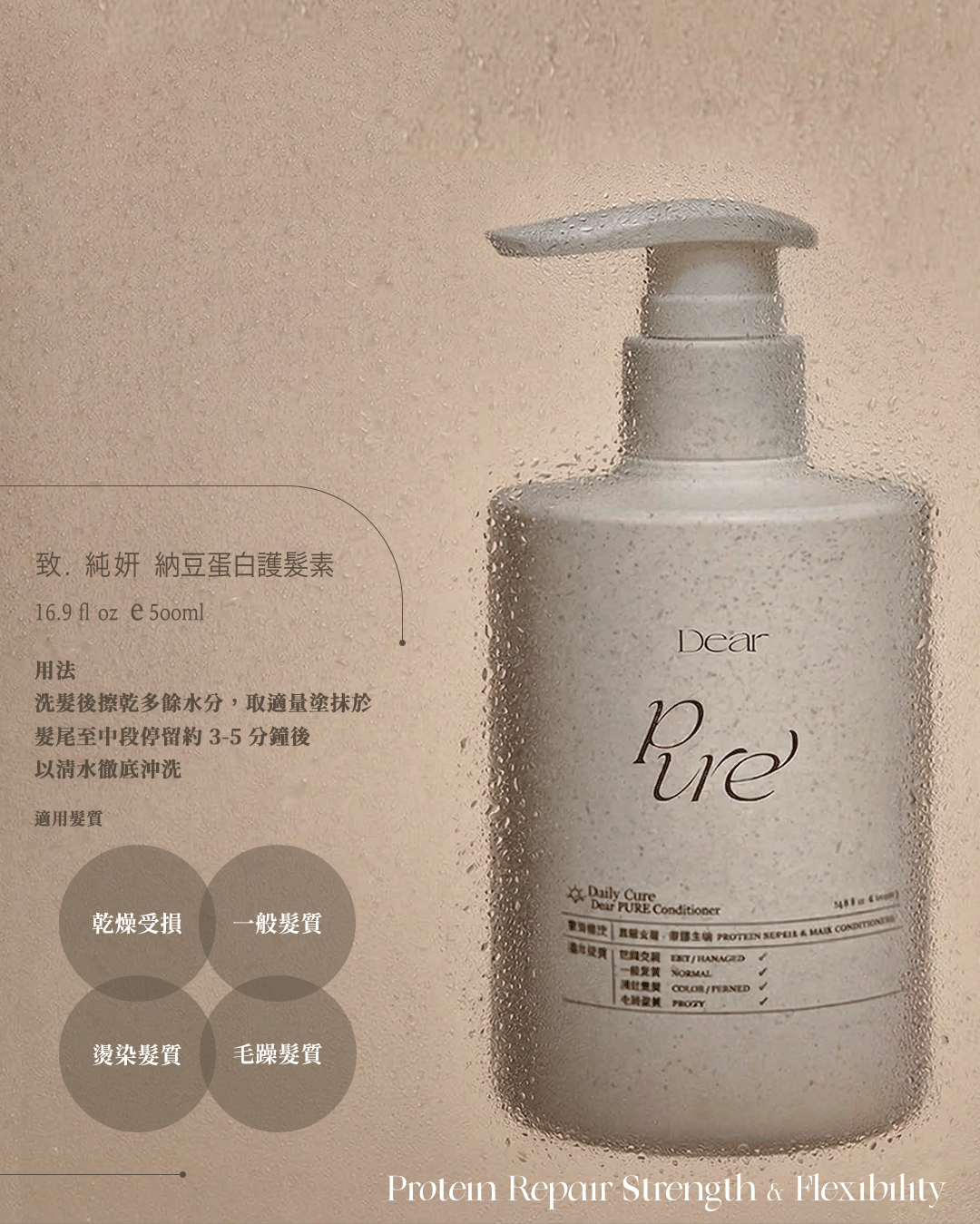 Dear PURE 納豆蛋白護髮素 使用方式說明圖
