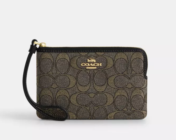 [S] COACH IM/CHARCOAL/GOLD CCL22 CORNER ZIP SIG JACQUARD, 196395998852 (SCO1214)