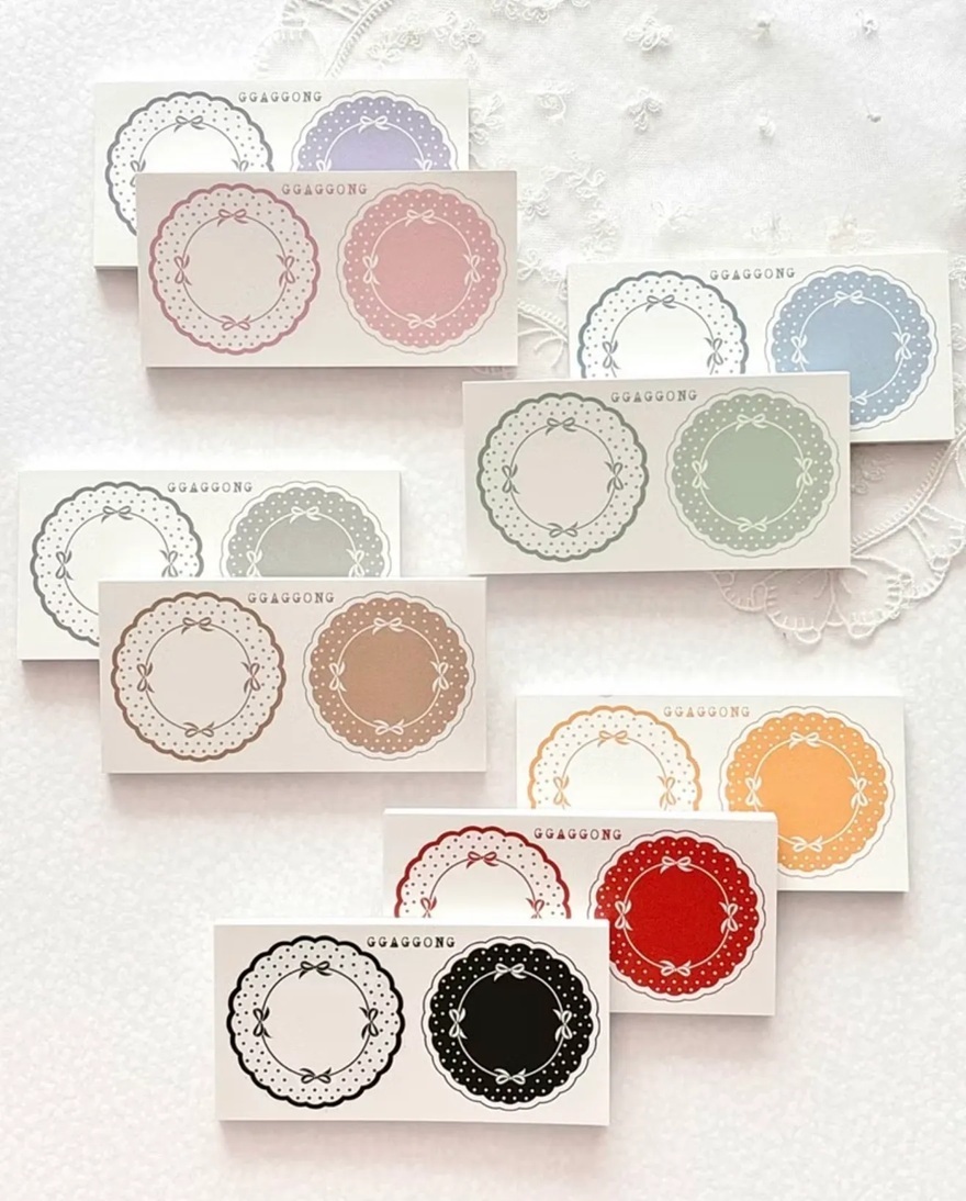 韓國 ggaggong．緞帶蕾絲 便條紙本 粉彩色/鮮豔色