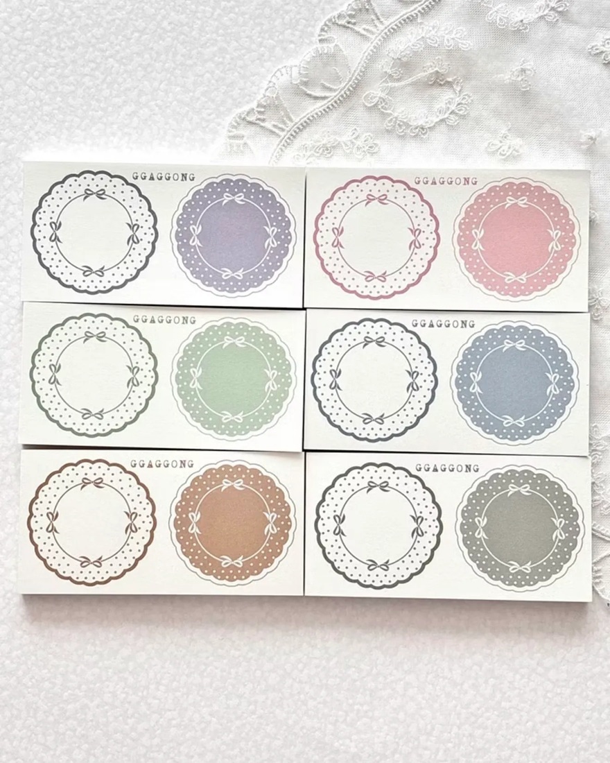 韓國 ggaggong．緞帶蕾絲 便條紙本 粉彩色/鮮豔色