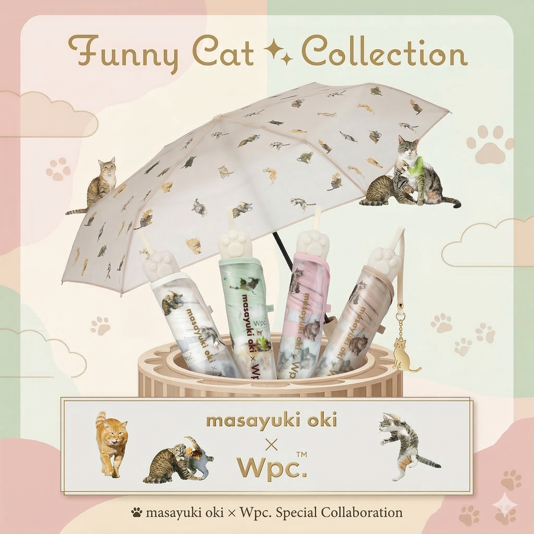 【直播】W.P.C x Masayuki Oki LX031731 貓咪肉球半透明塑料縮骨遮