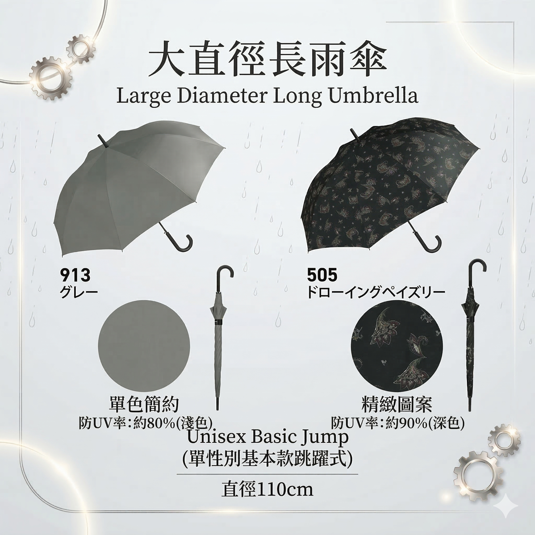 【直播】W.P.C LX031727 Unisex Basic Jump大直徑長雨傘