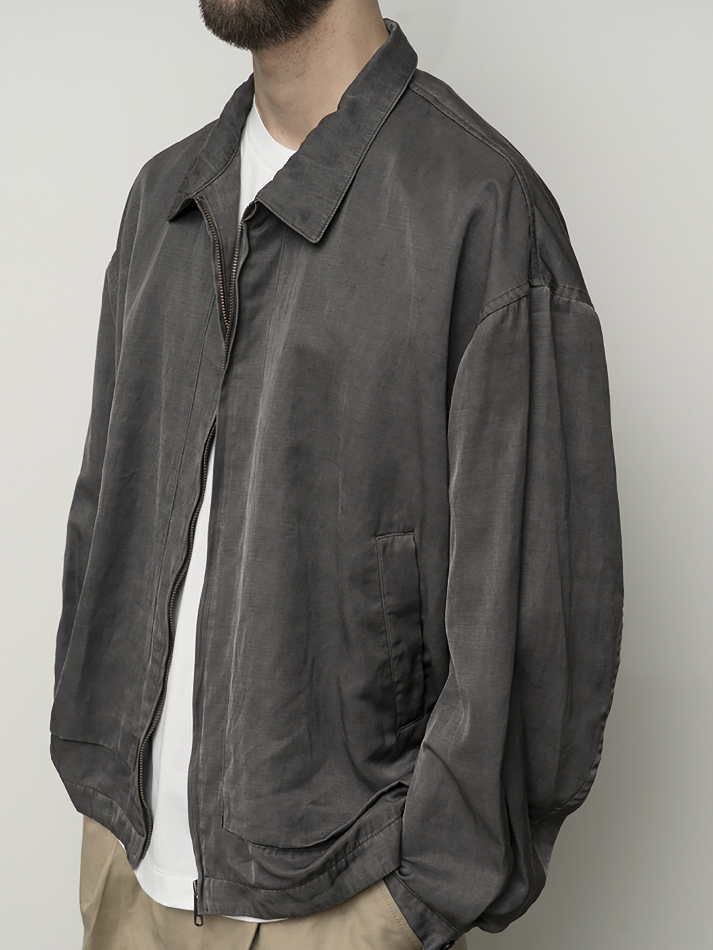 Still By Hand Pigment Print Zip Up Blouson BL05261