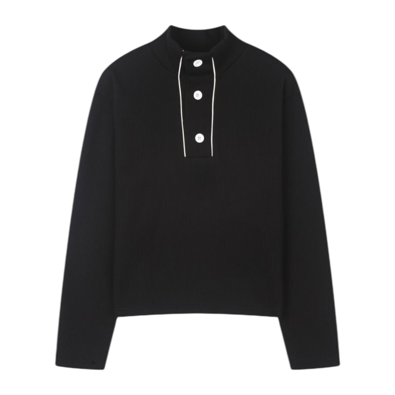 《K》立領排扣忍者袖華夫格長T