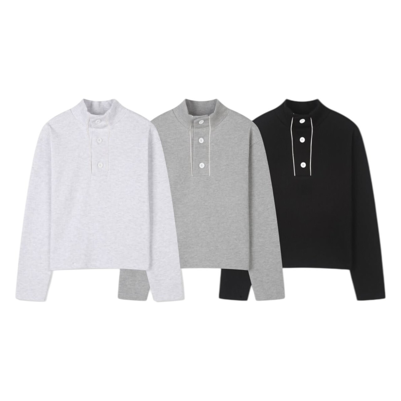 《K》立領排扣忍者袖華夫格長T