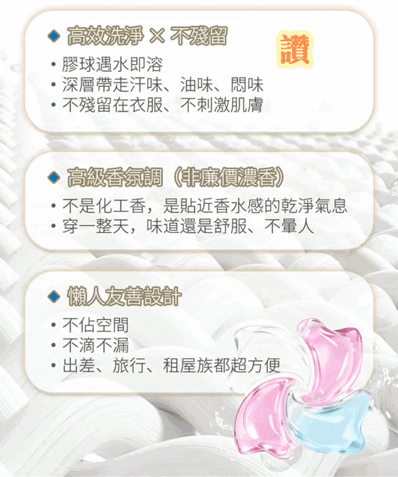 Dear PURE 四合一洗衣膠球 消臭分子說明圖