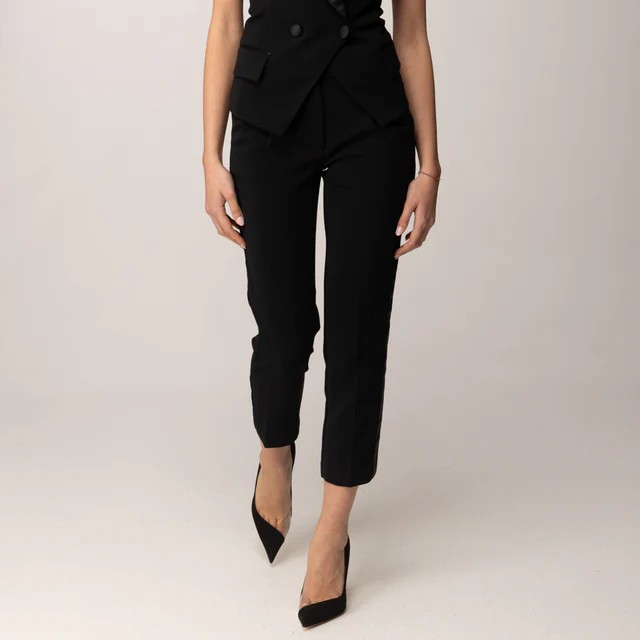 1TS0319-087 [TWINSET] Pantaloni Cropped Twinset Actitude Black #261AP2275 (C-EU-E)