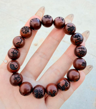 0317JX63-萬壽宮day3-雷擊棗木六字真言八卦手串(12mm)（G14）