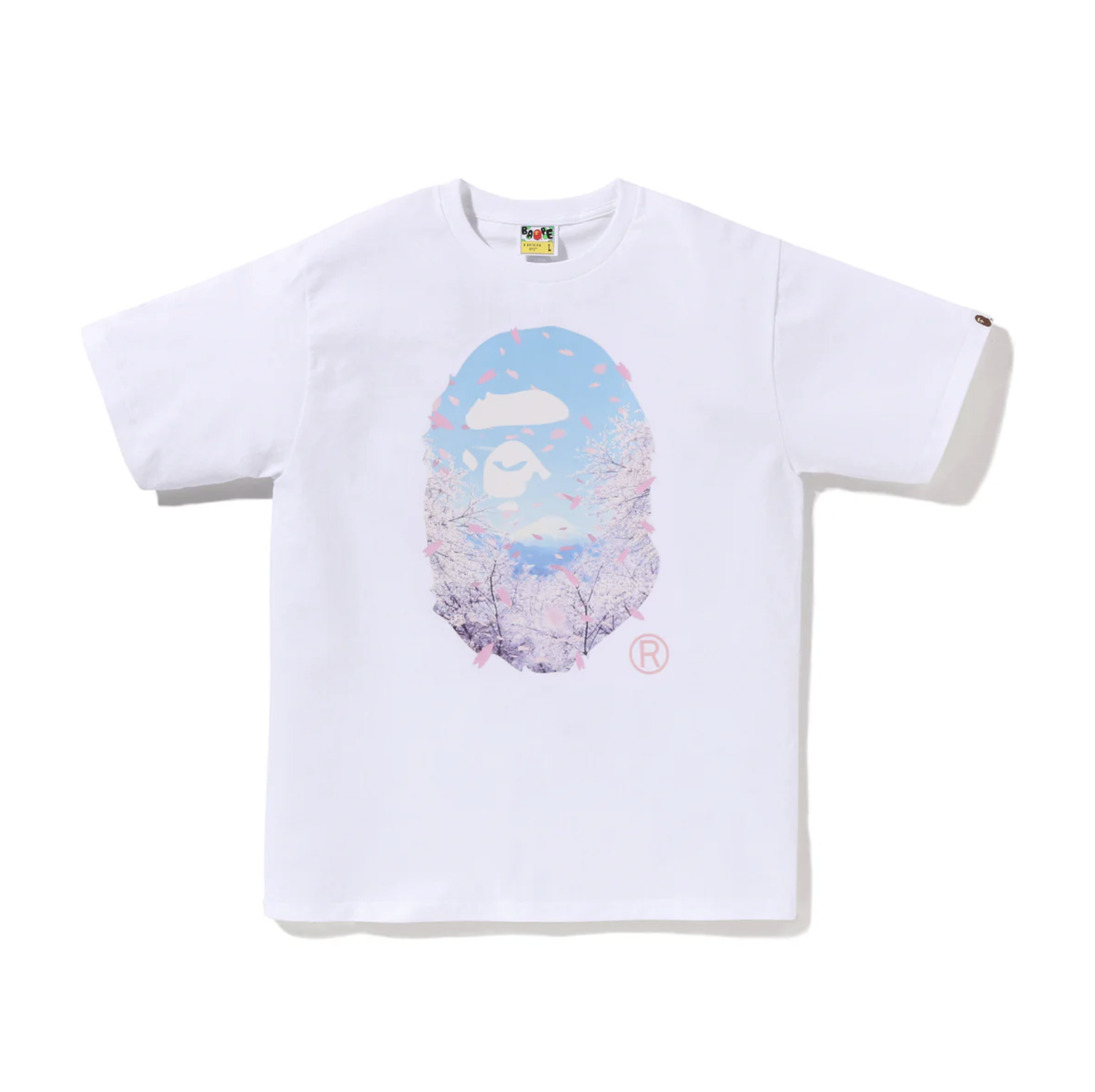 -(B021)-A BATHING APE BAPE T-SHIRT SAKURA PHOTO APE HEAD TEE 櫻花 猿人頭 黑色/白色-1M20110011