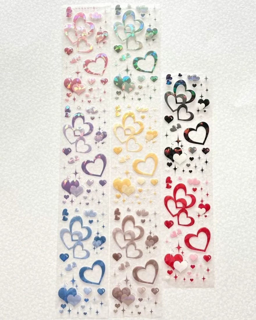 韓國 ggaggong．閃亮的心 6cm割型亮面PET紙膠帶 <只有整捲>