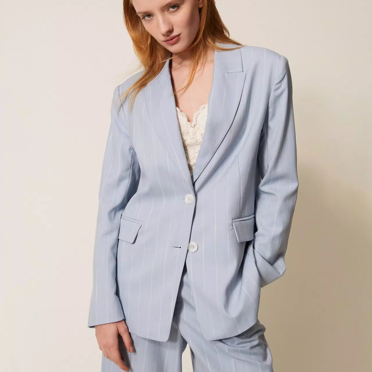 1TS0319-083 [TWINSET] Giacca Blazer Gessata Skyline Pinstripe #261AP2170 (C-EU-E)