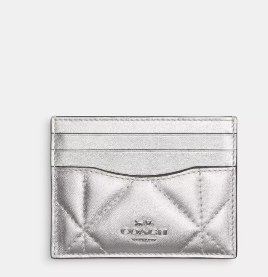 [S] COACH CM256 METALLIC QUILT SLM ID CC ,SV/METALLIC SILVER, 196395078936 (SCO632)
