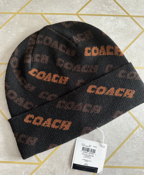 [S] COACH CK711 CCH TXT KNT BN,BLACK/SADDLE, 722947670701 (SCO567)