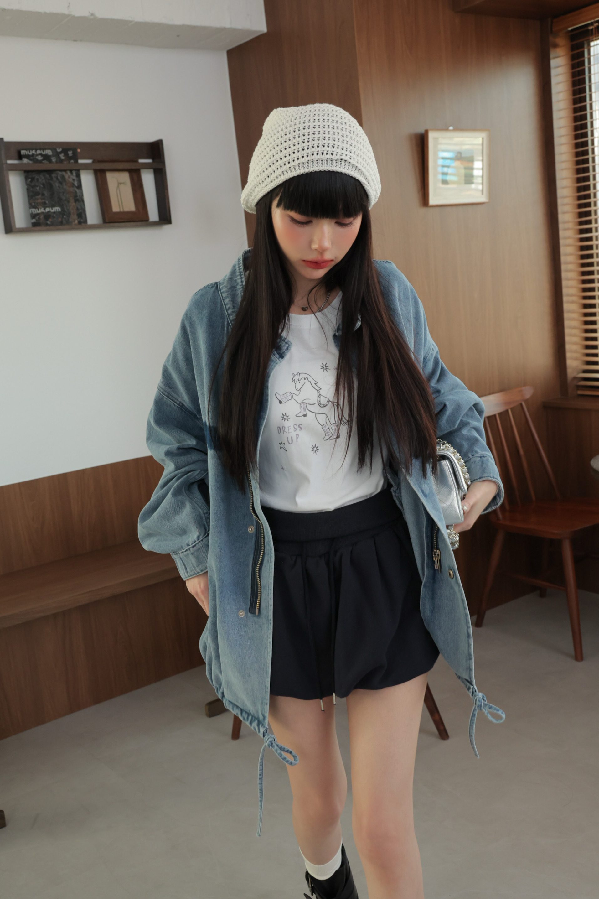 下擺抽繩鬆弛感滿滿牛仔外套 HA58