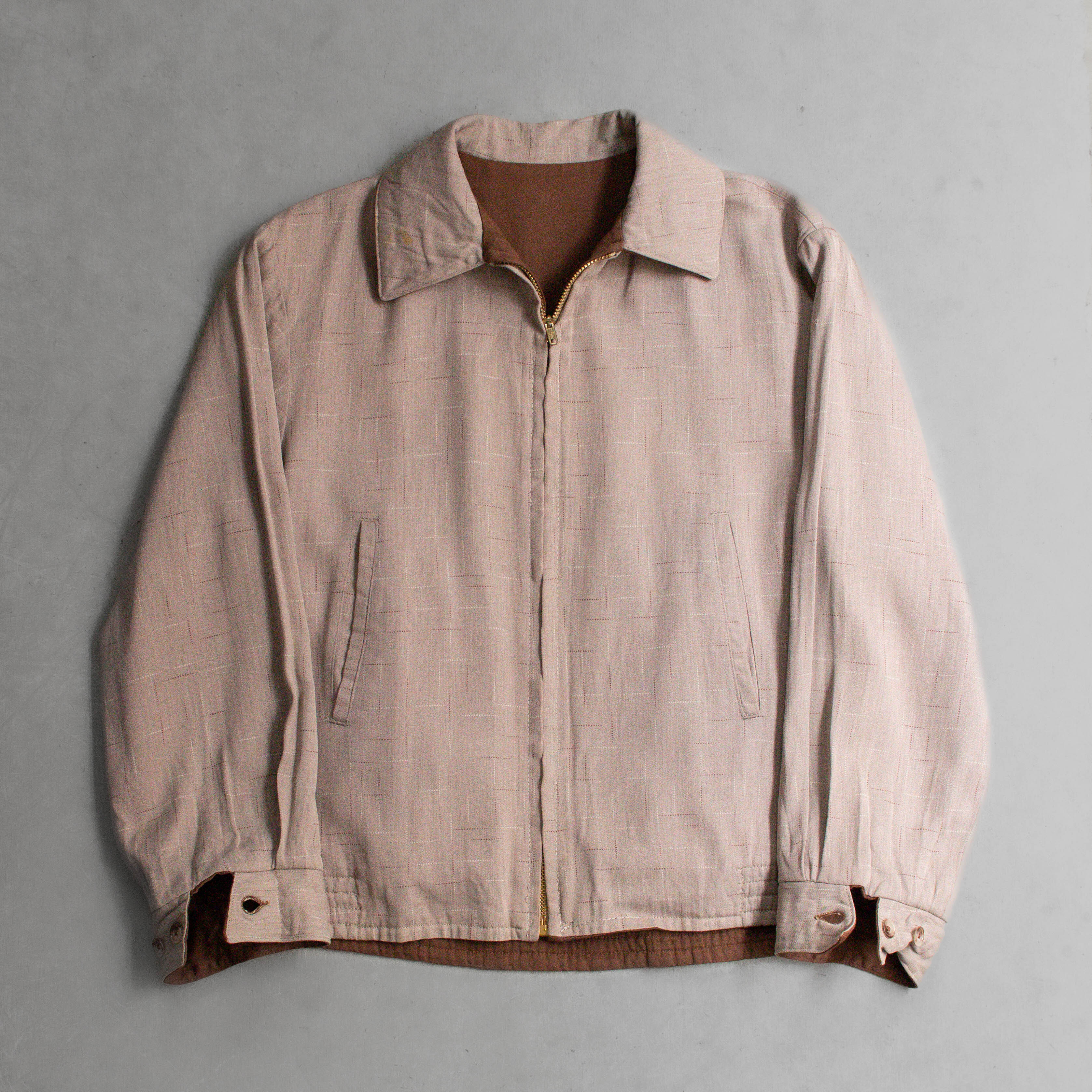 50S REVERSIBLE FLECK RAYON JACKET 美國製 棕色 雙面穿 嫘縈 斑紋 外套