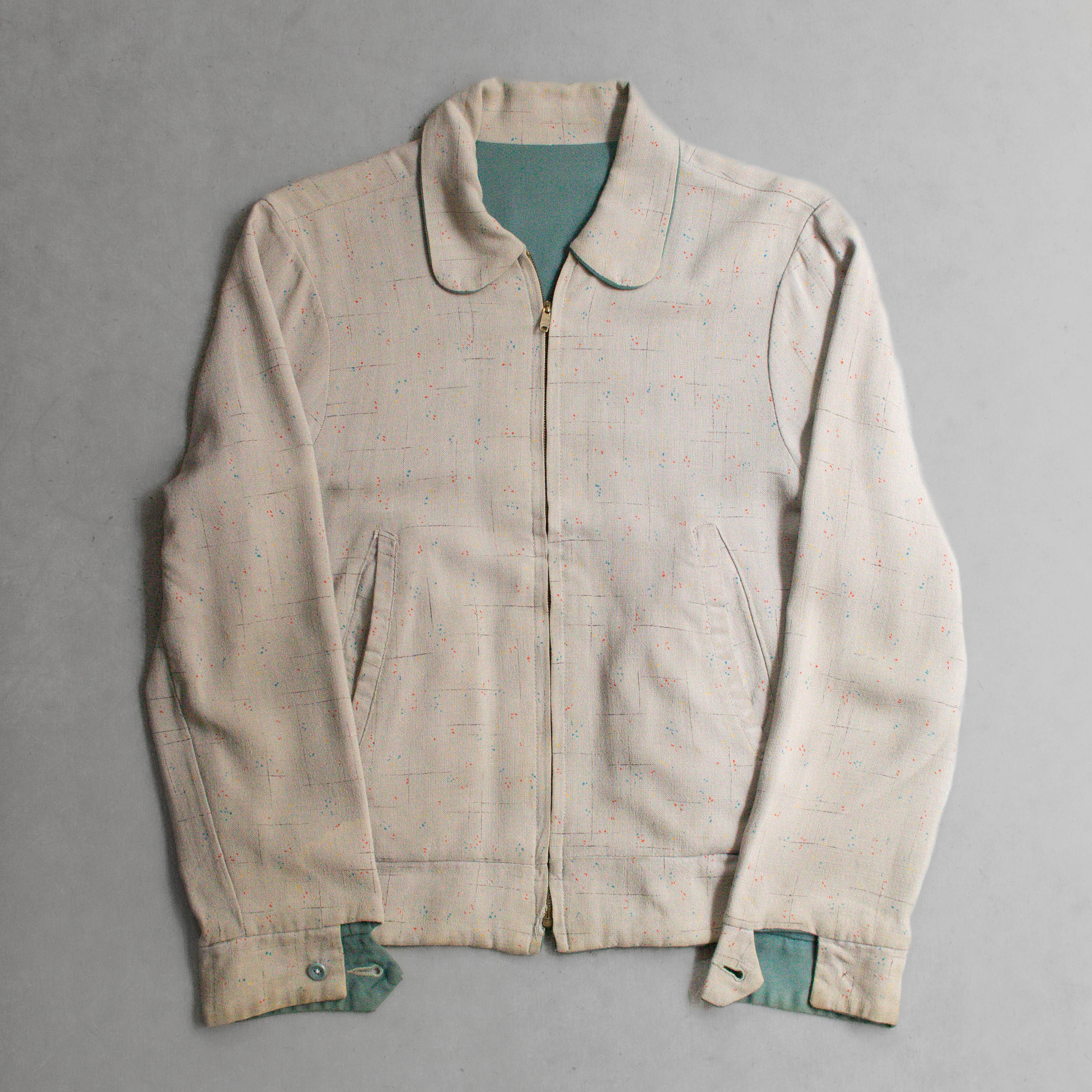 50S REVERSIBLE FLECK RAYON JACKET 美國製 綠色 雙面穿 嫘縈 斑紋 外套