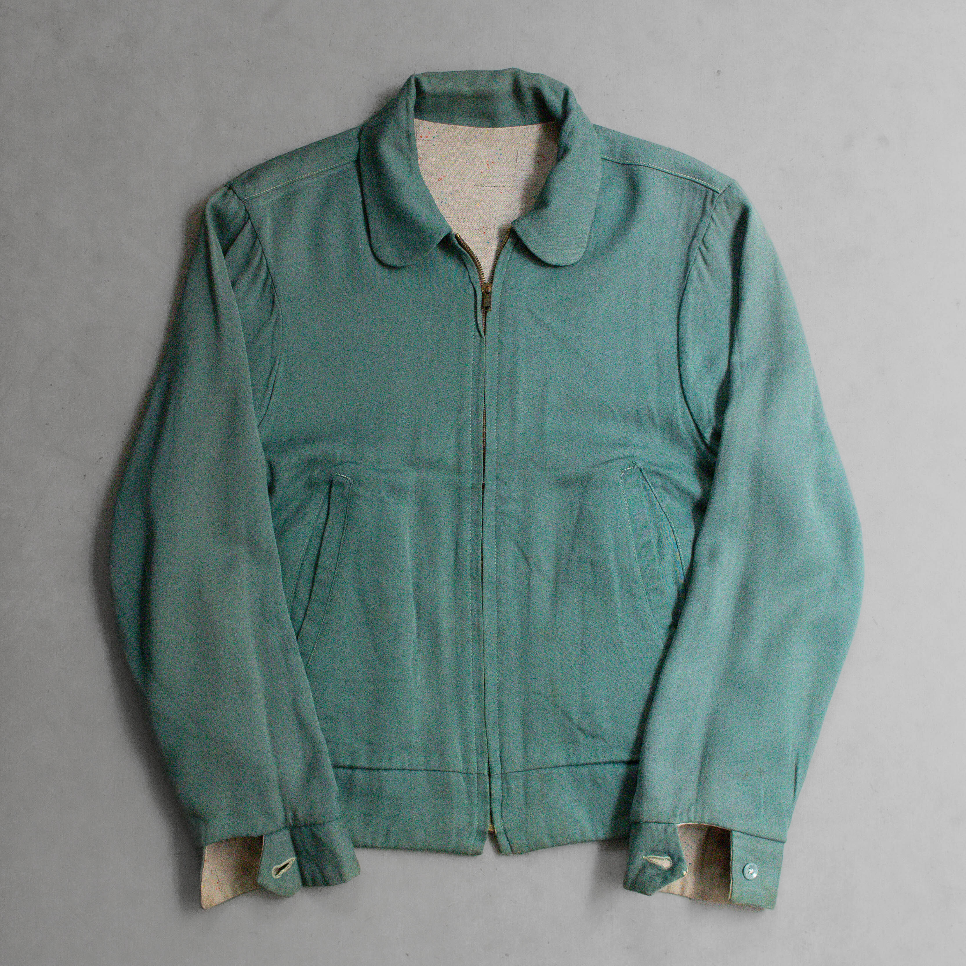 50S REVERSIBLE FLECK RAYON JACKET 美國製 綠色 雙面穿 嫘縈 斑紋 外套
